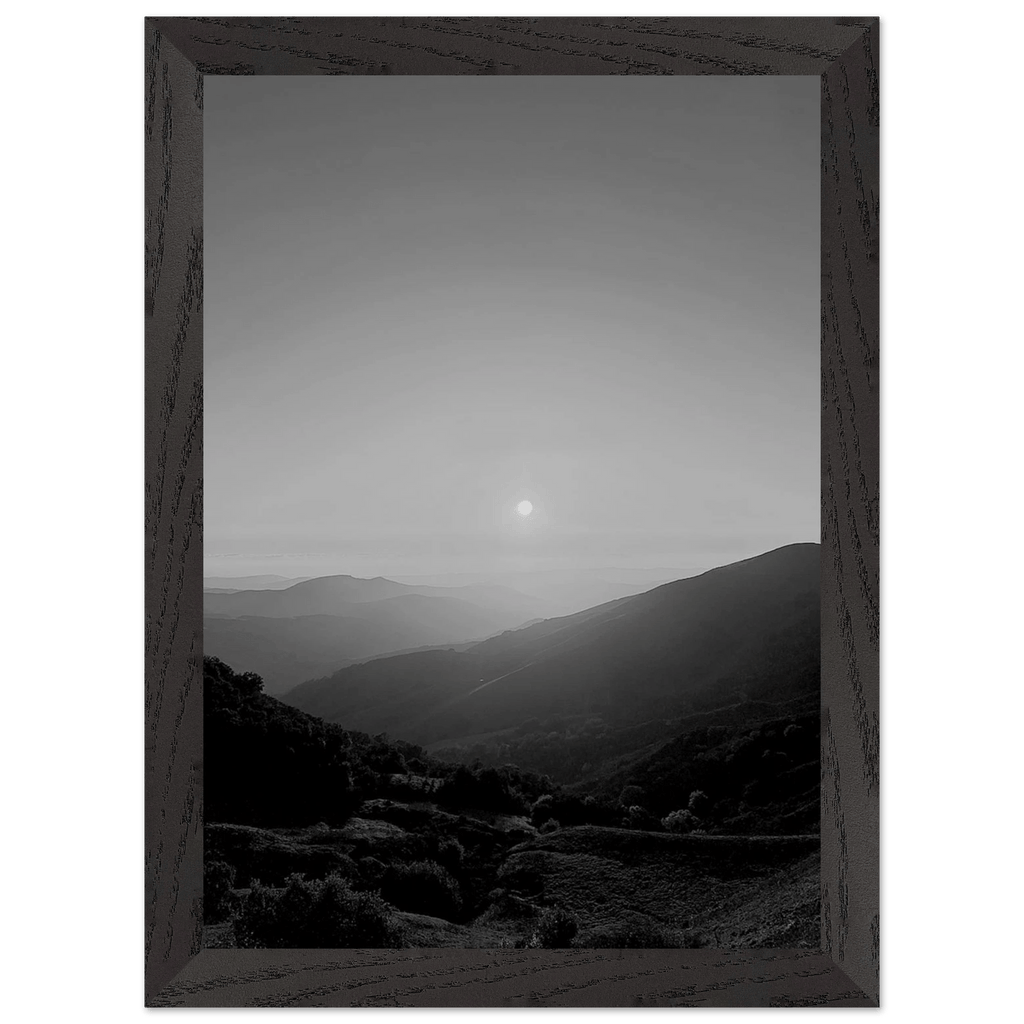 Black and white framed poster of California Central Coast sunset, mounted print from the Studio Edition travel collection.