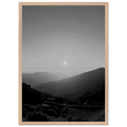 Black and white framed poster of California Central Coast sunset, mounted on print material from the Black & White Travel Collection.