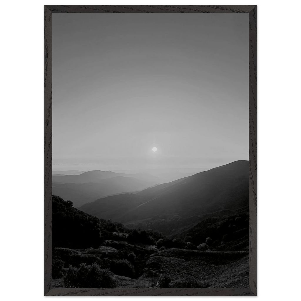 Black and white mounted framed poster of California Central Coast sunset from the Studio Edition travel collection.