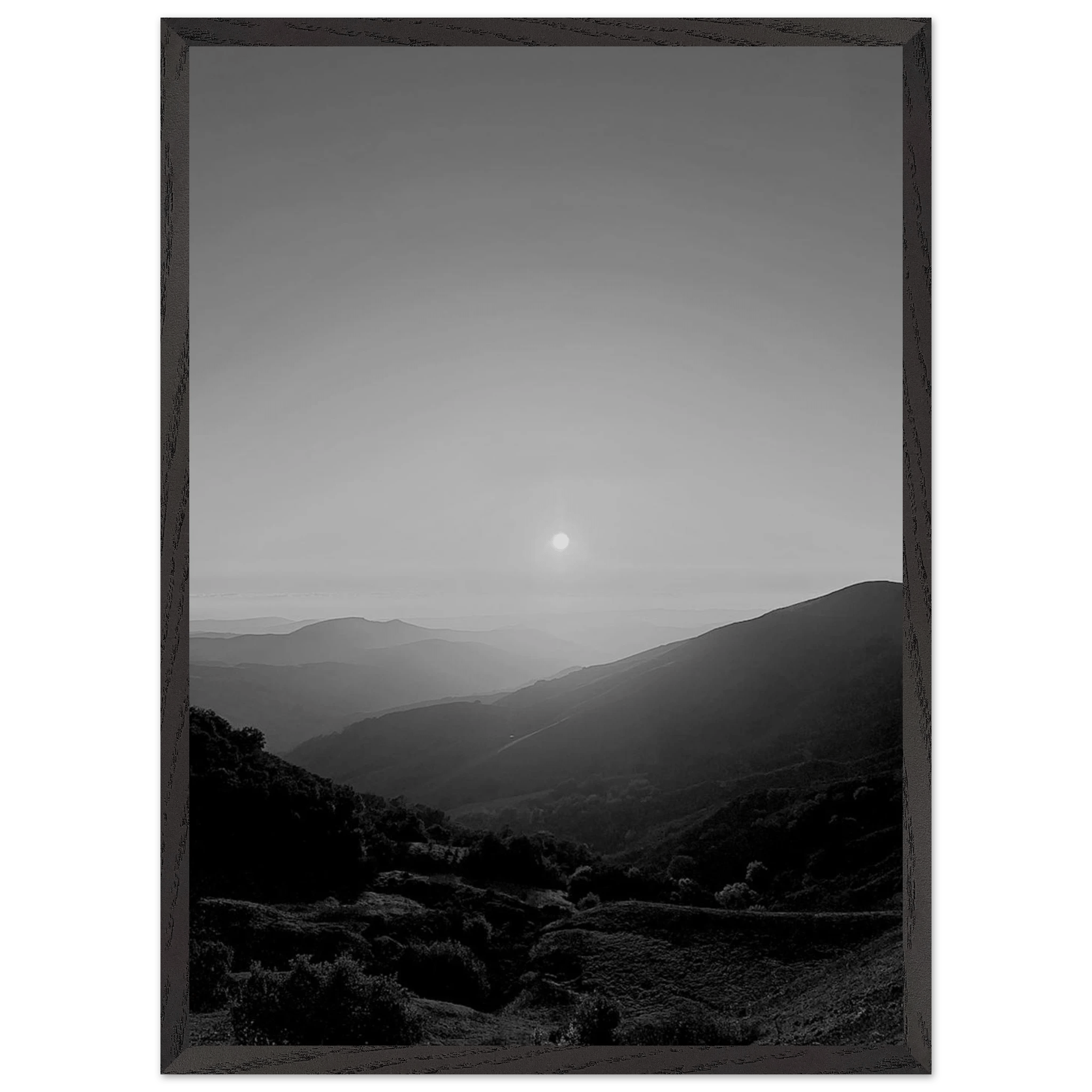 Black and white mounted framed poster of California Central Coast sunset from the Studio Edition travel collection.