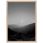 Black and white mounted framed poster of California Central Coast sunset from the My Store travel collection, spring 26, 15x20 cm print.