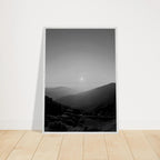 Black and white framed poster of California Central Coast sunset, mounted print from the Studio Edition Black & White Travel Collection.