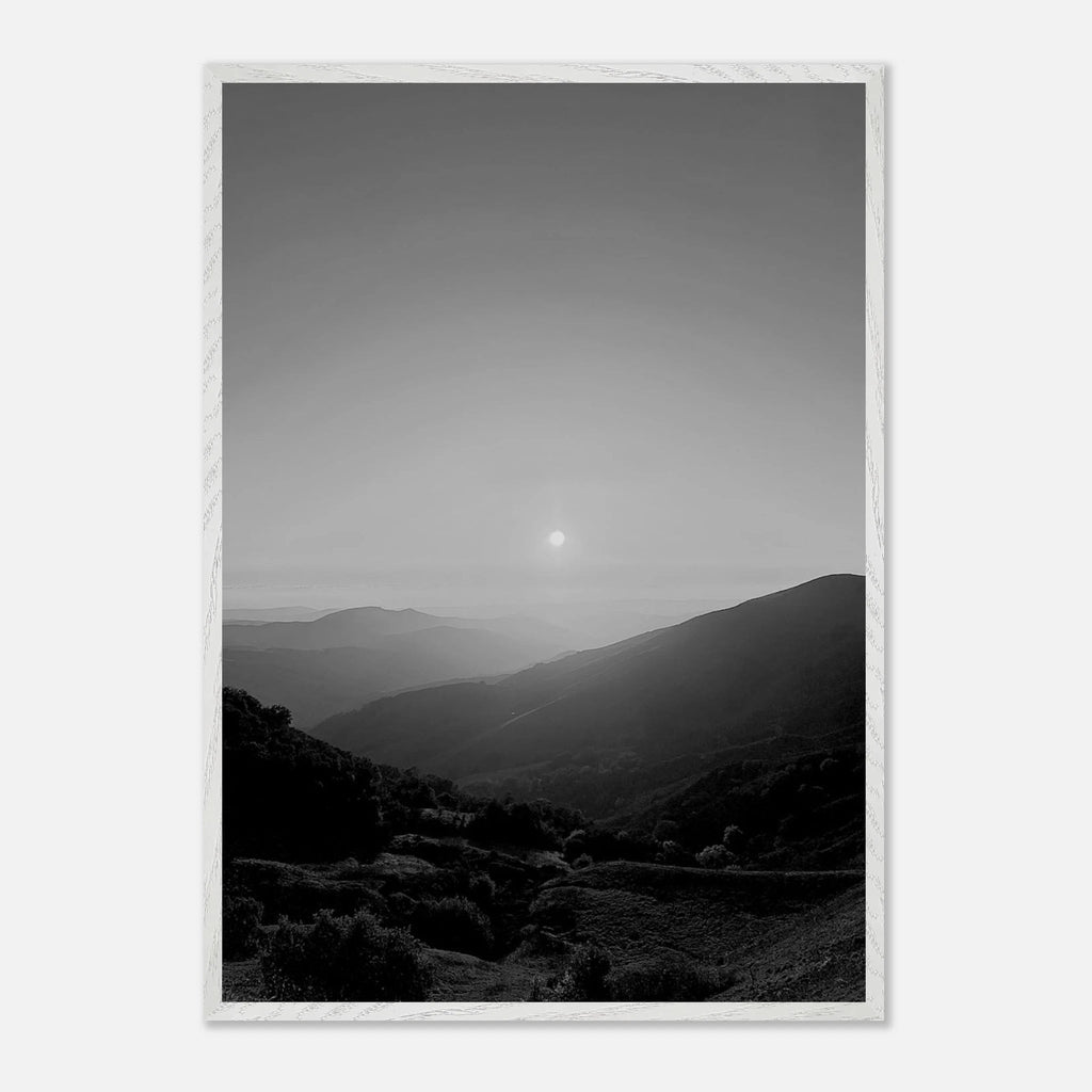 Black and white mounted framed poster of California Central Coast sunset from the Black & White Travel Collection, Studio Edition.