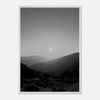 Black and white mounted framed poster of California Central Coast sunset from the Black & White Travel Collection, Studio Edition.
