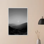 Black and white mounted framed poster of California Central Coast sunset from the Studio Edition travel collection, 15x20 cm print.