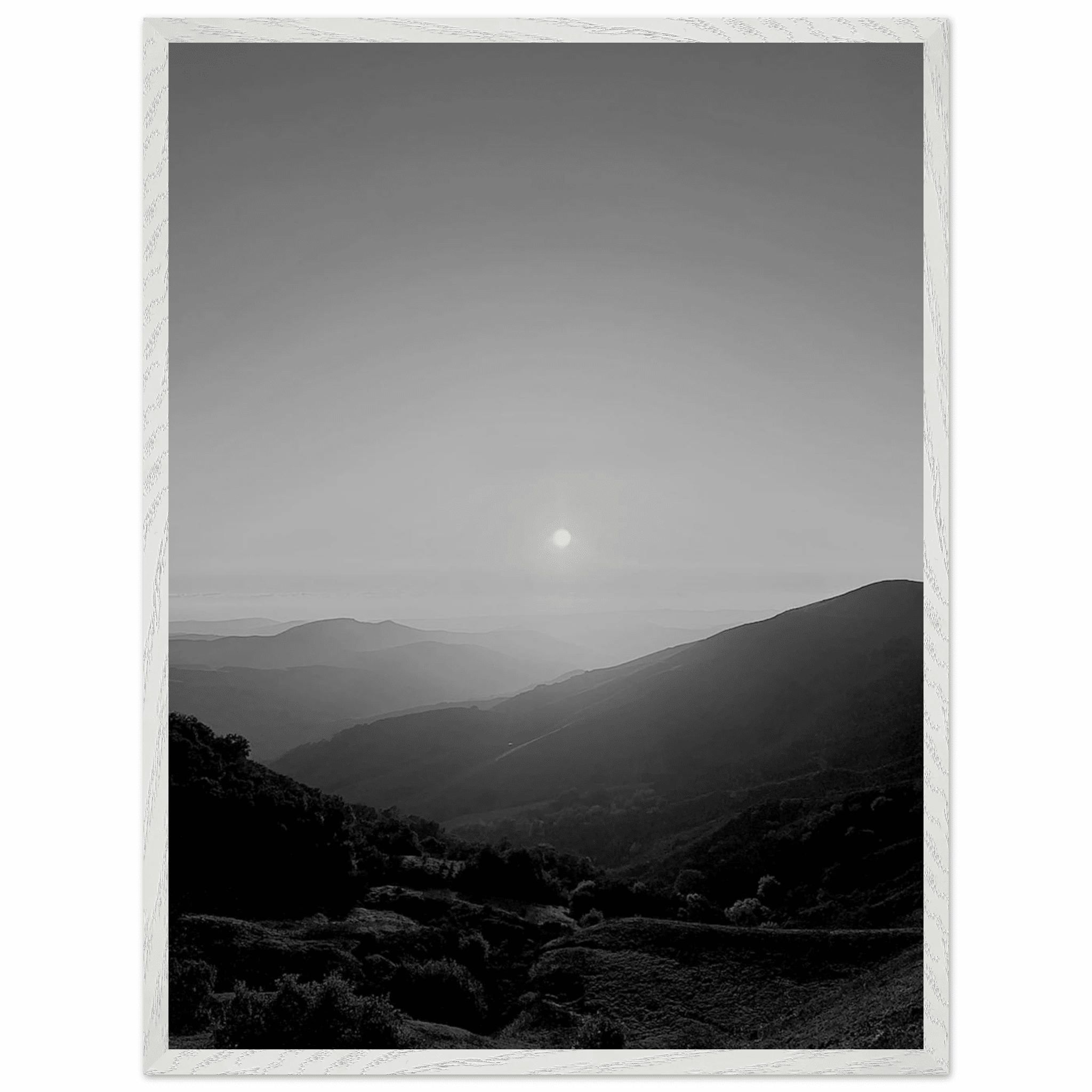 Black and white mounted framed poster of California Central Coast sunset from the Travel Collection, Studio Edition Spring 26.