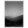 Black and white mounted framed poster of California Central Coast sunset, part of the Studio Edition travel collection, 15x20 cm print.