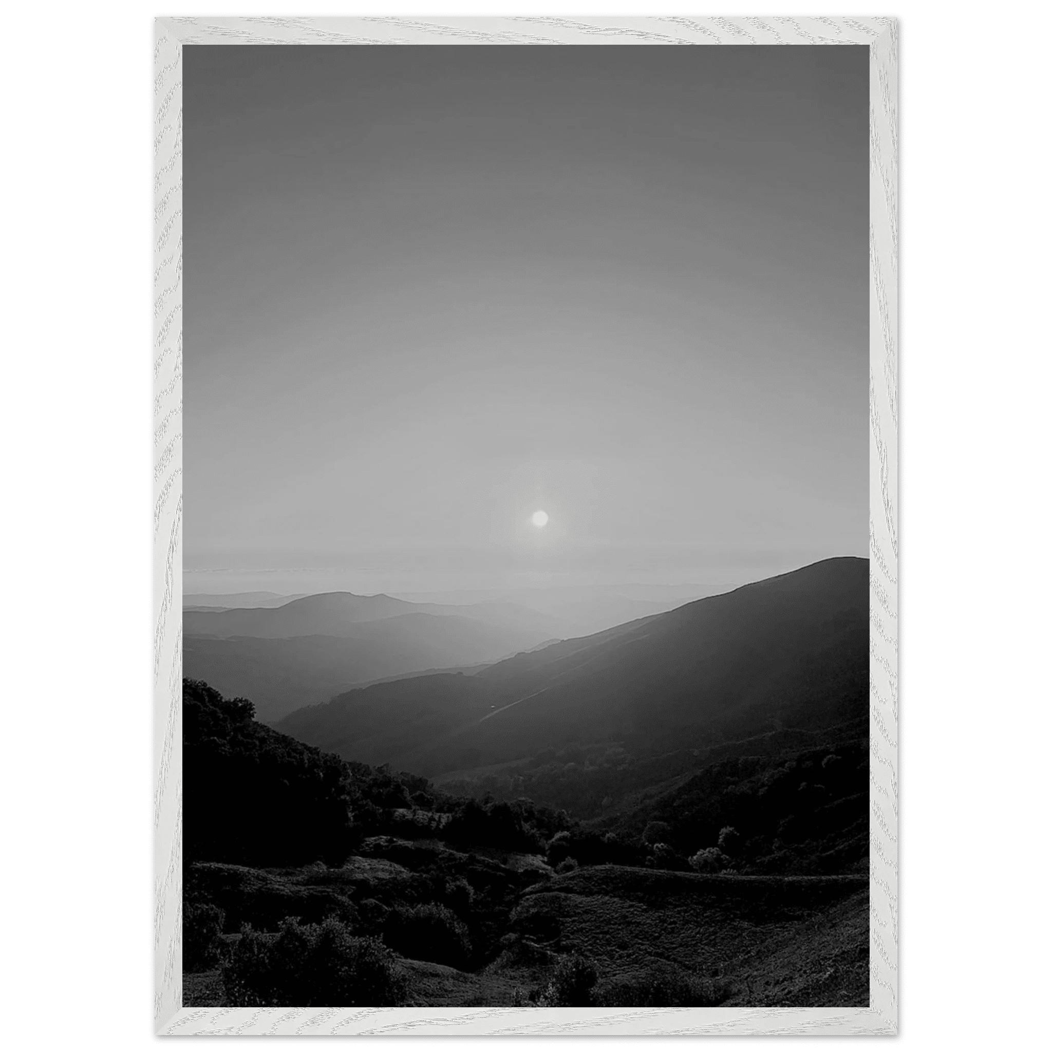 Black and white mounted framed poster of California Central Coast sunset from the Studio Edition travel collection.