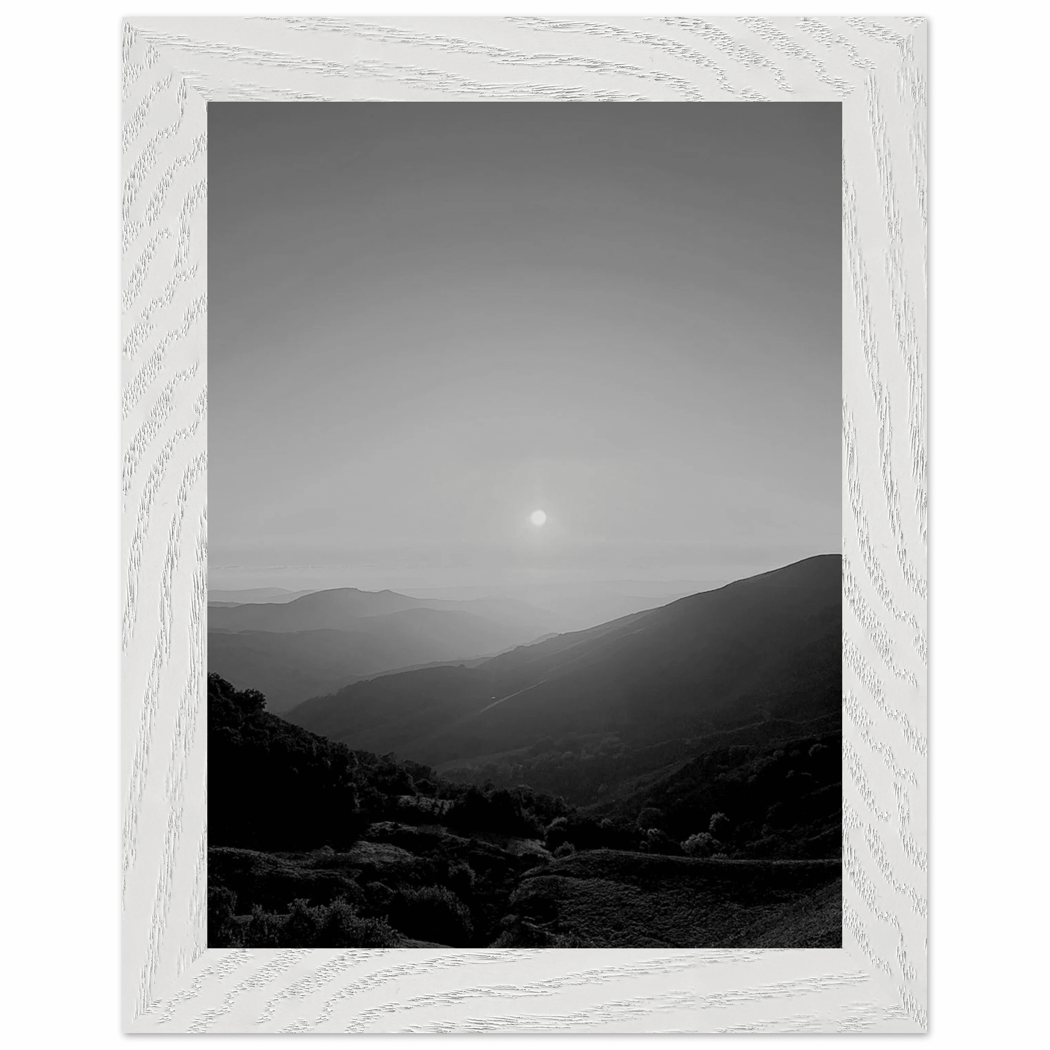 Black and white mounted framed poster of California Central Coast sunset from the Studio Edition travel collection.