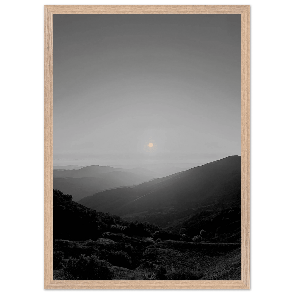 Black and white mounted framed poster of California Central Coast sunset from My Store's travel collection, 15x20 cm print.