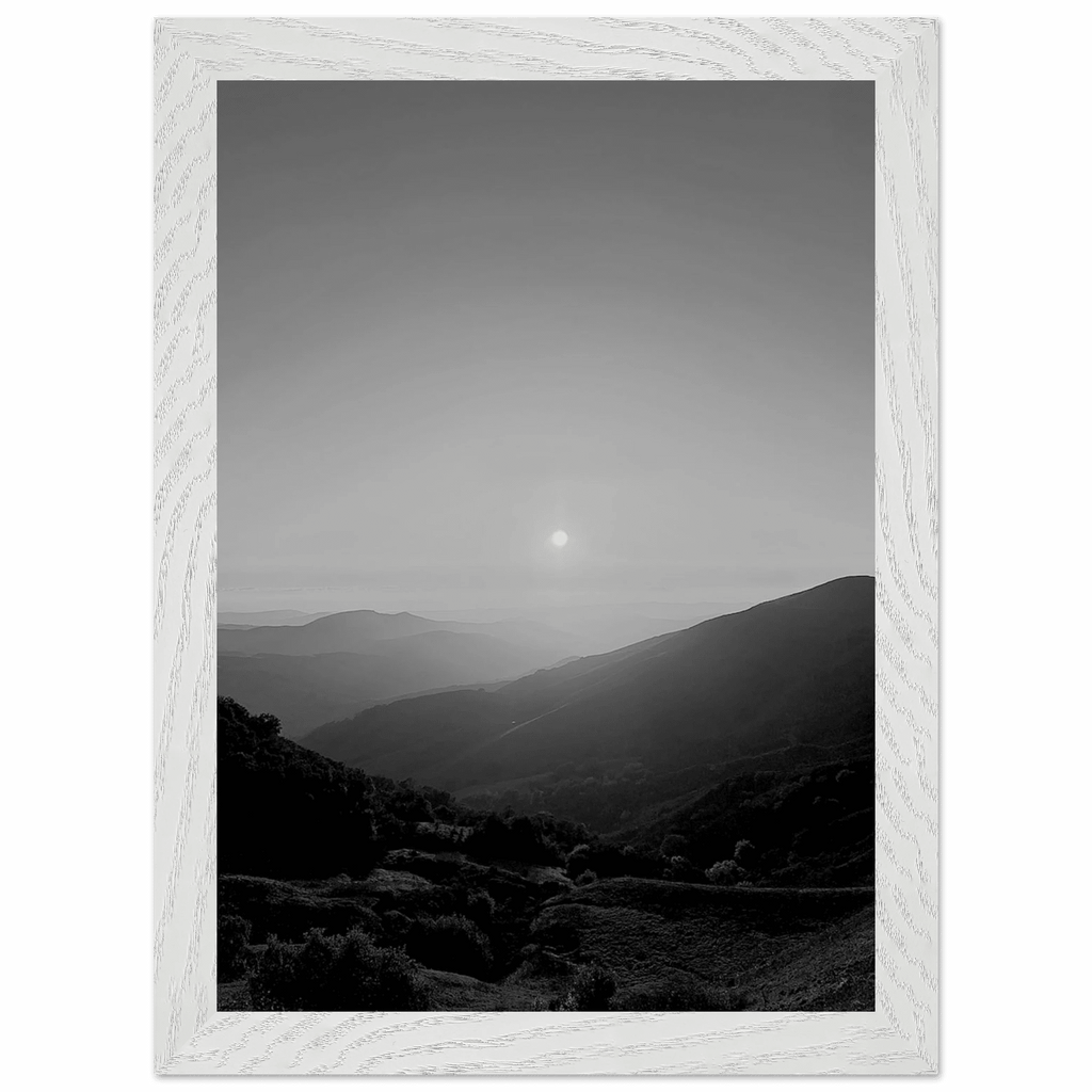 Black and white framed poster of California Central Coast sunset, 15x20 cm print with white frame, wall art from My Store.