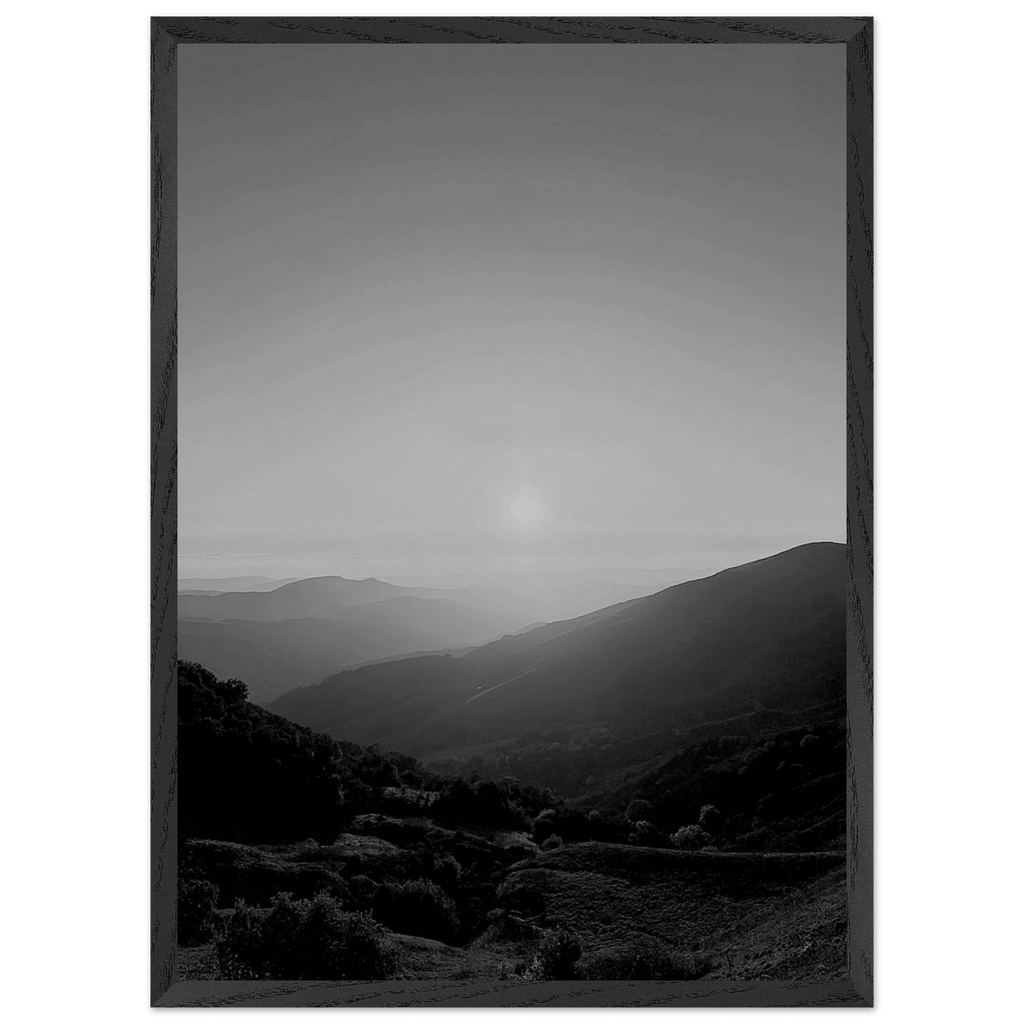 Black and white mounted framed poster of California Central Coast sunset from the My Store travel collection, studio edition.