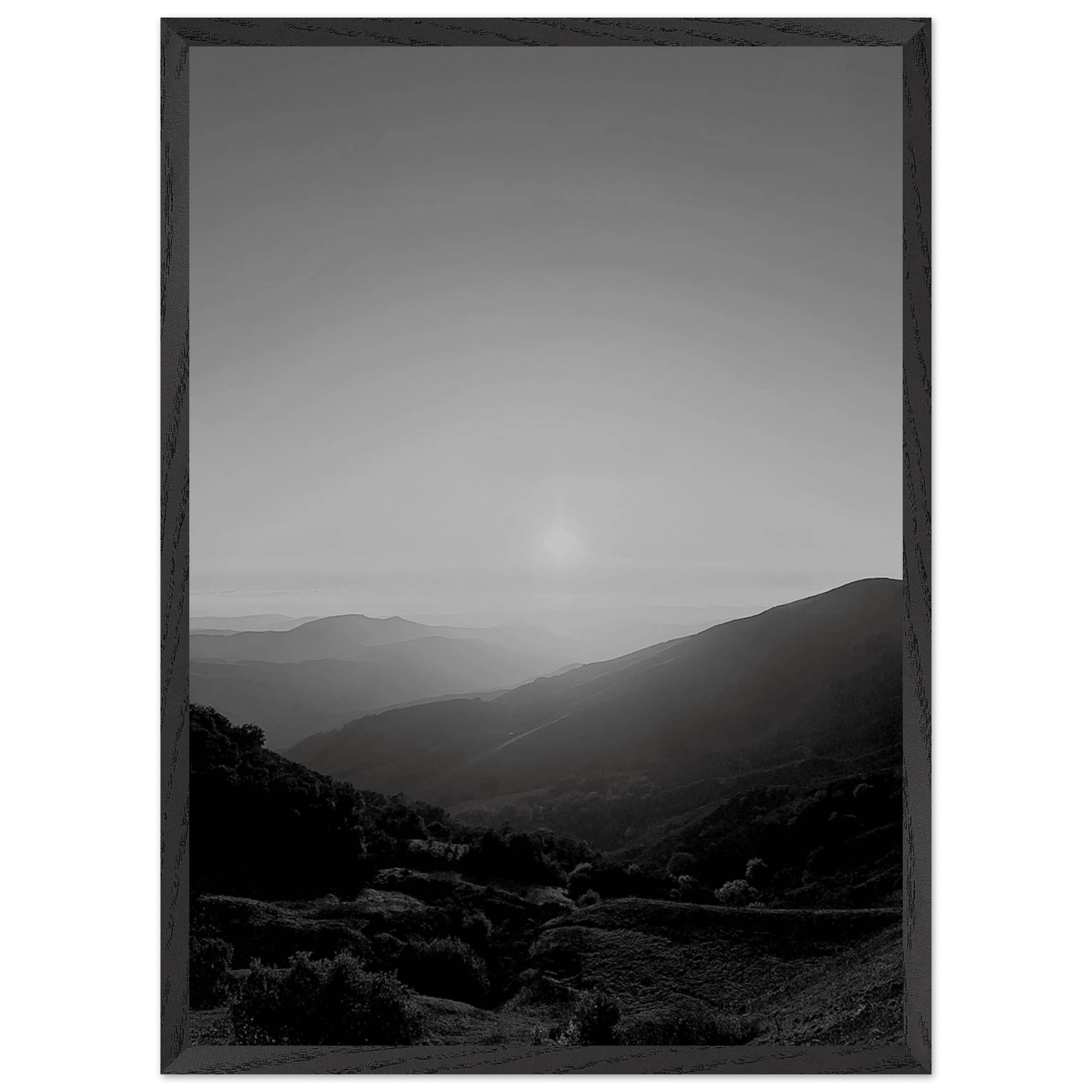 Black and white mounted framed poster of California Central Coast sunset, part of the My Store travel collection, studio edition.