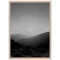Black and white framed poster of California Central Coast sunset, mounted on white frame, wall art print from My Store's travel collection.