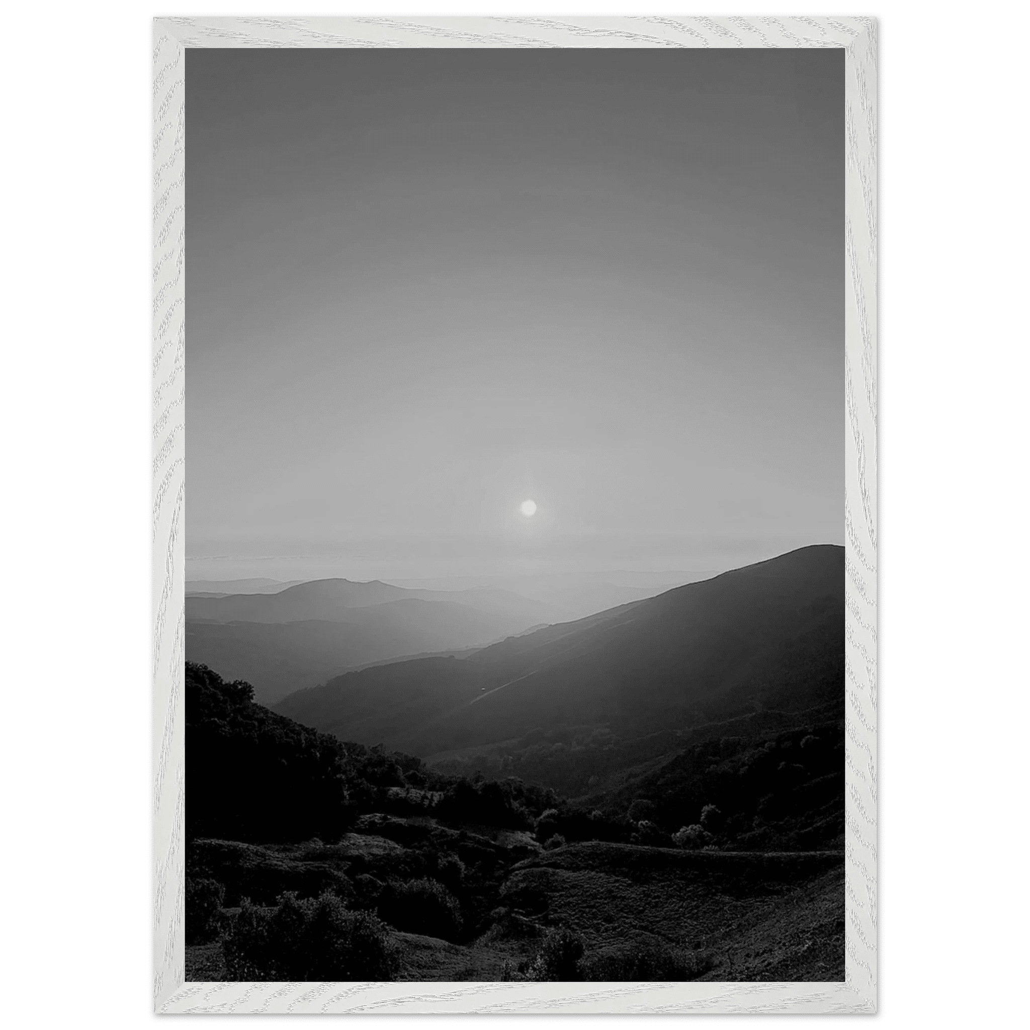 Black and white mounted framed poster of California Central Coast sunset, 15x20 cm print from My Store's travel collection.