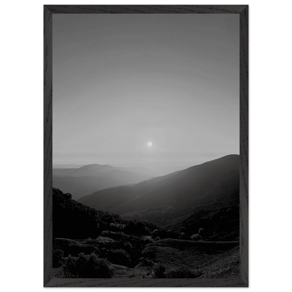 Black and white mounted framed poster of California Central Coast sunset, part of the Studio Edition travel collection.
