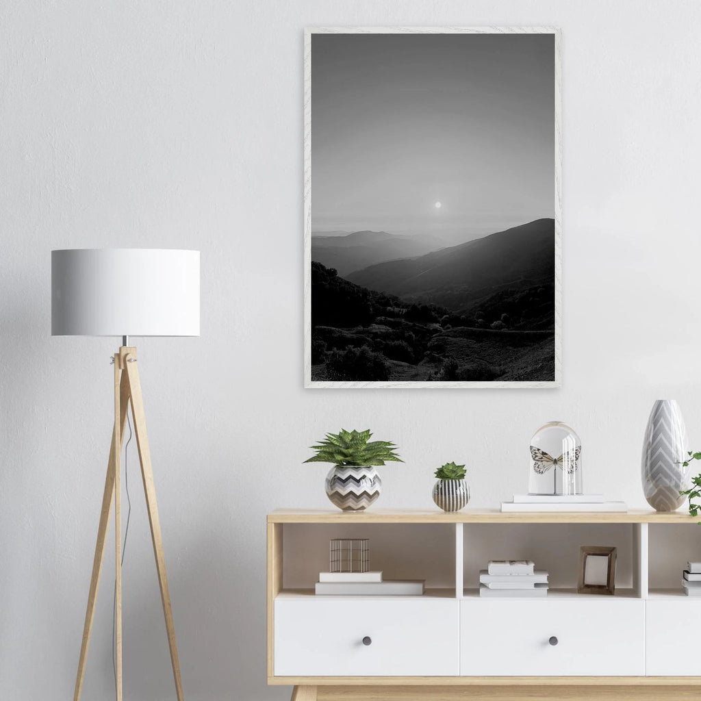 Black and white mounted framed poster of California Central Coast sunset, part of the Studio Edition travel collection.