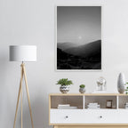 Black and white mounted framed poster of California Central Coast sunset, part of the Studio Edition travel collection.
