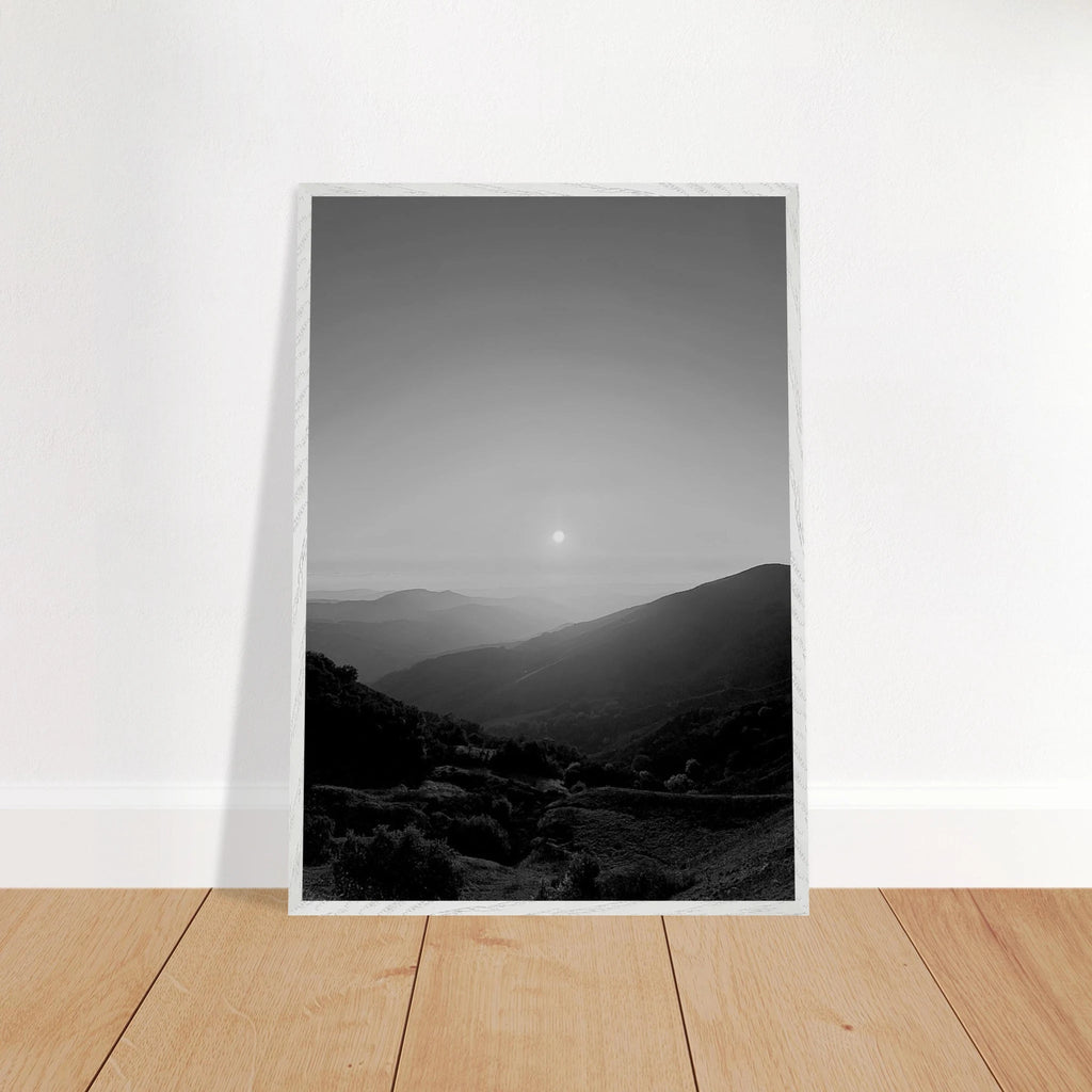 Black and white framed poster of California Central Coast sunset, mounted print from the Studio Edition travel collection.