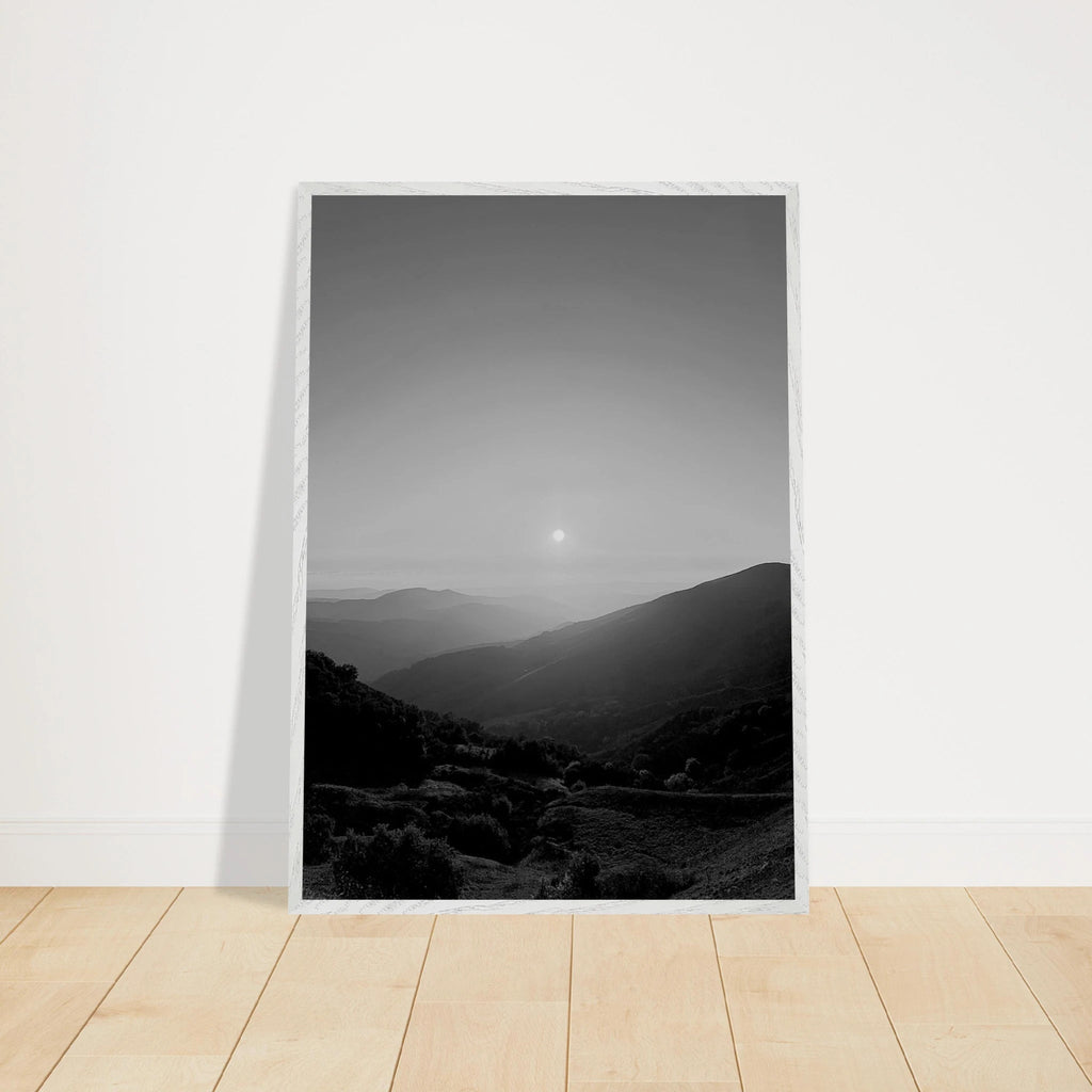 Black and white mounted framed poster of California Central Coast sunset, part of the Studio Edition travel collection.