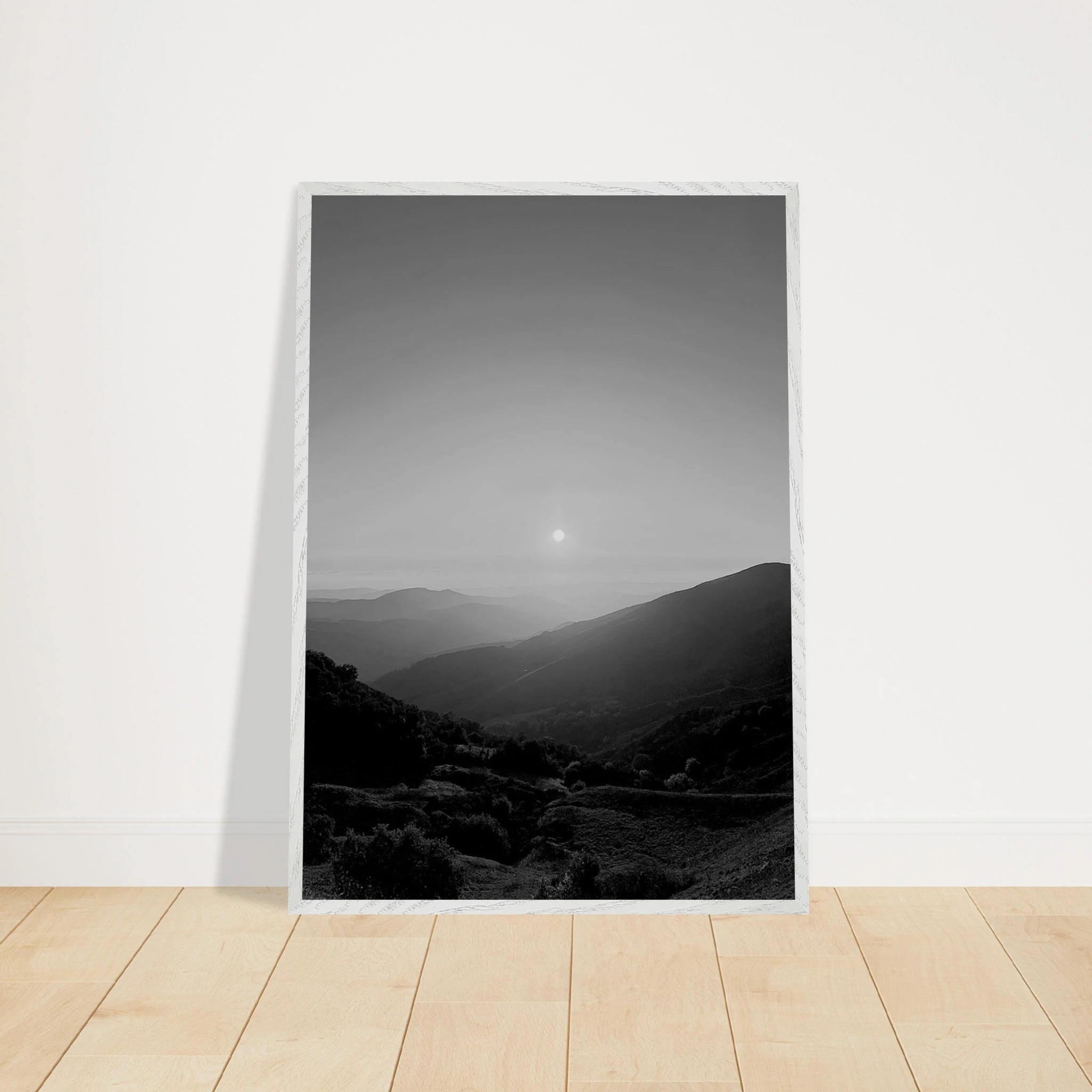 Black and white mounted framed poster of California Central Coast sunset, part of the Studio Edition travel collection.