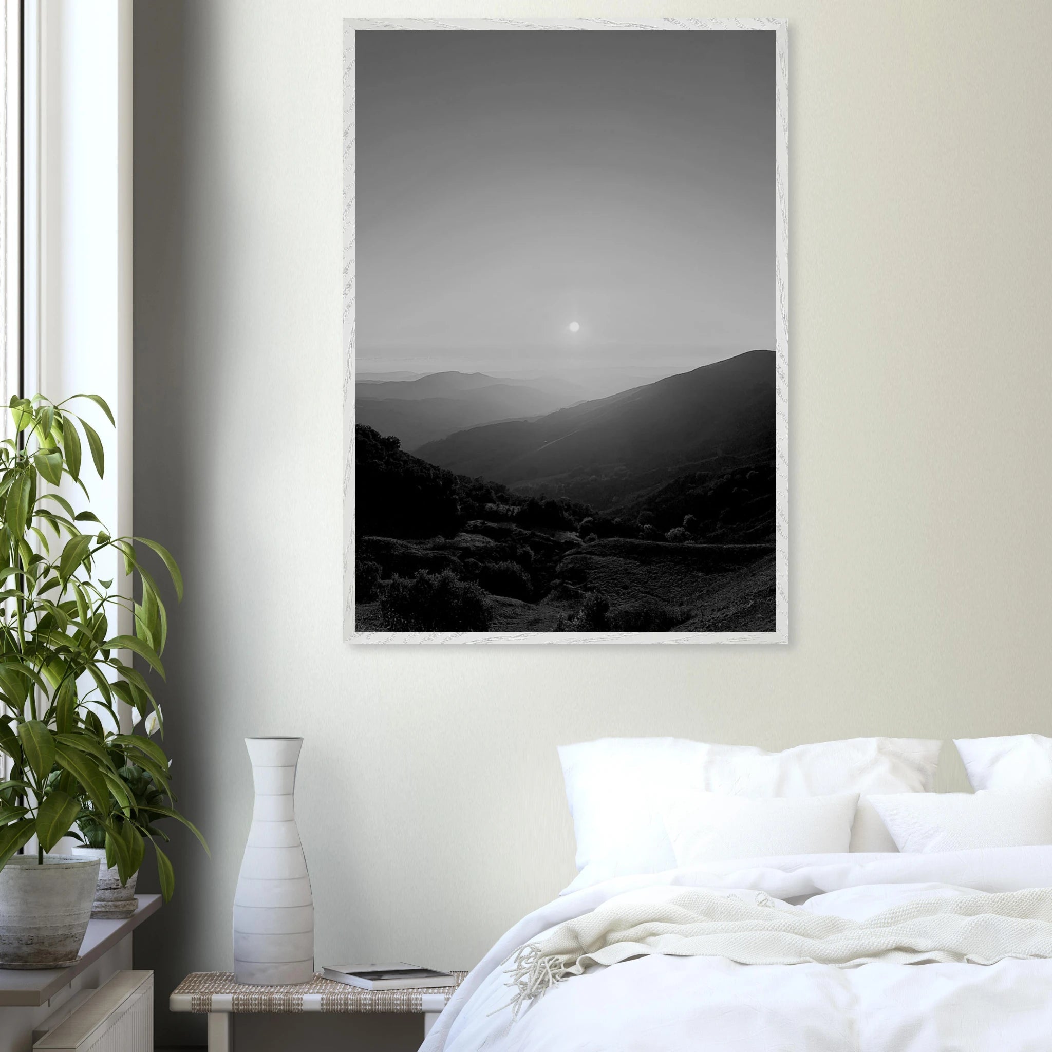 Black and white framed poster of California Central Coast sunset, mounted print from the My Store travel collection, Studio Edition.