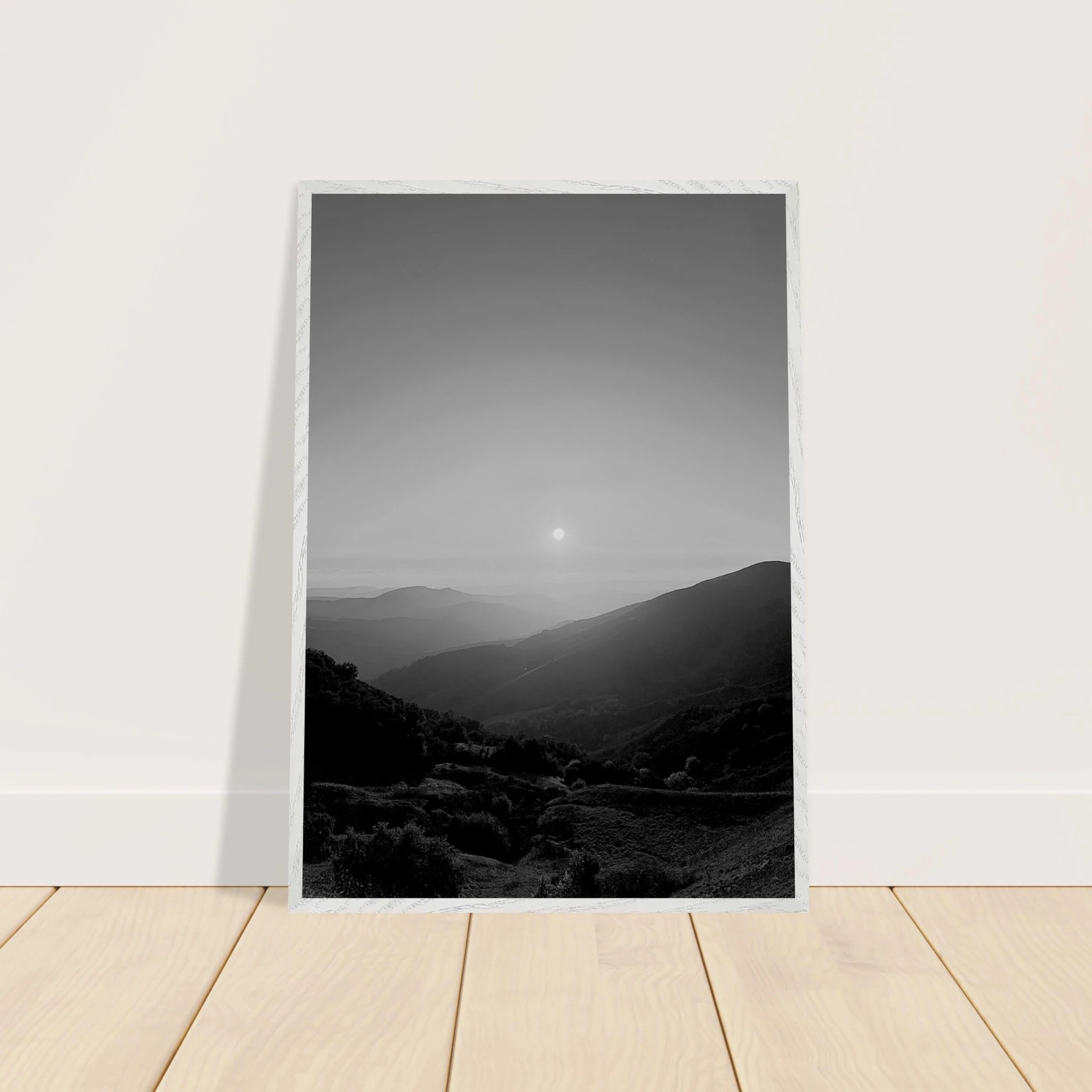 Black and white mounted framed poster of California Central Coast sunset from the Studio Edition travel collection.
