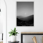 Black and white mounted framed poster of California Central Coast sunset from the Black & White Travel Collection, Studio Edition.