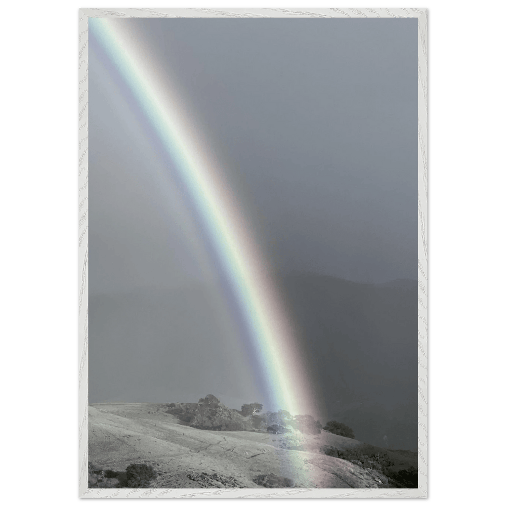 Black and white mounted framed poster of the Post Summer Storm Rainbow in California Central Coast, part of My Store's travel collection.