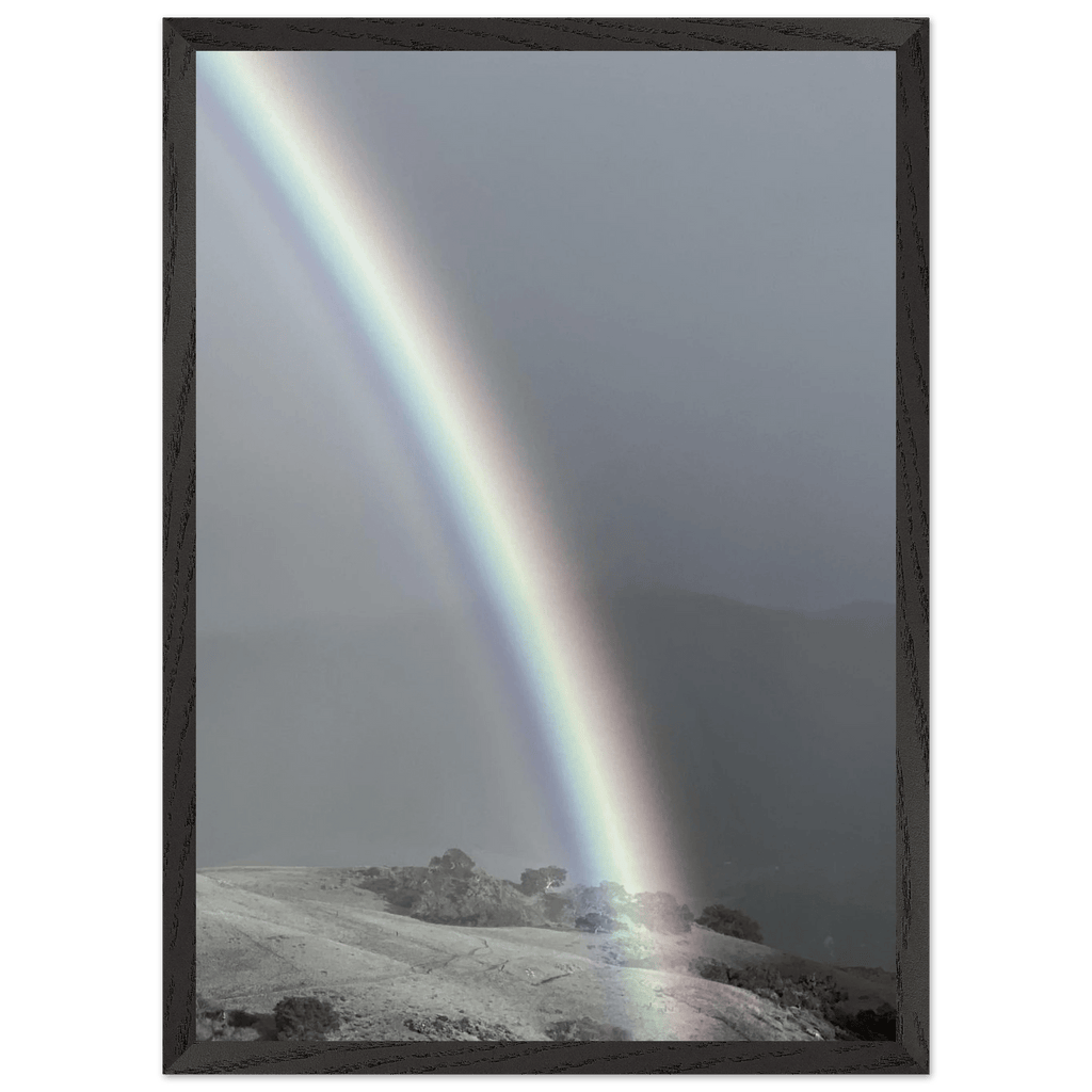 Black and white mounted framed poster of a rainbow after a summer storm in California Central Coast, part of My Store’s travel collection.