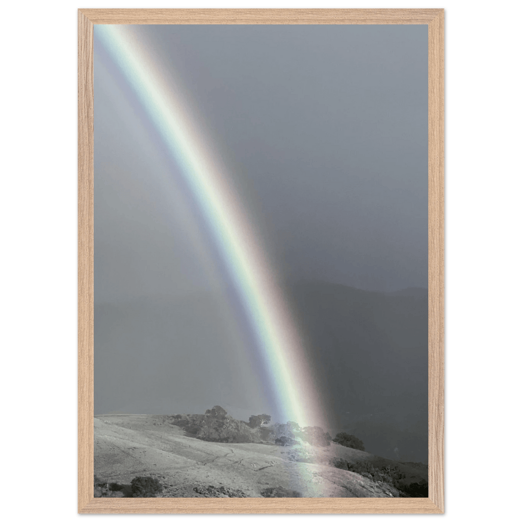 Black and white mounted framed poster of Post Summer Storm Rainbow in California Central Coast, part of My Store's travel collection.