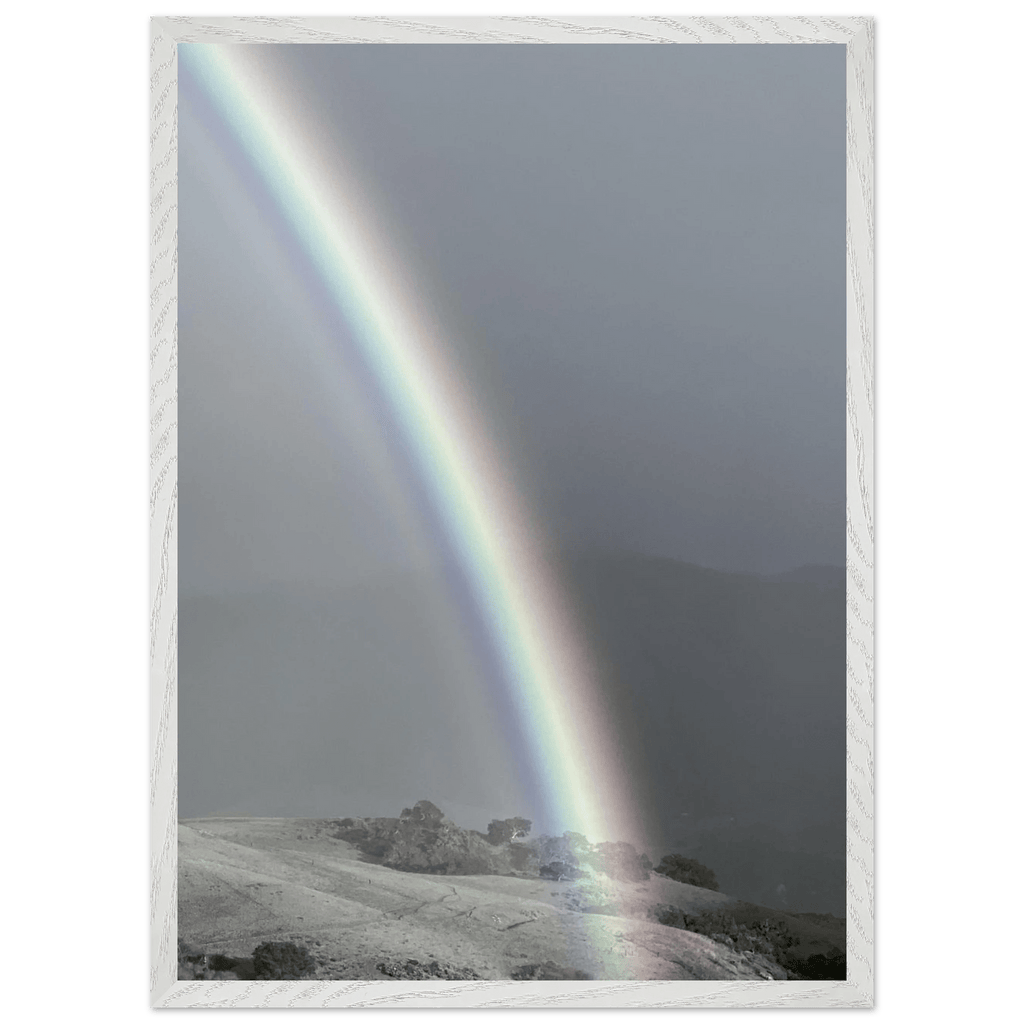Black and white mounted framed poster of a rainbow after summer storm in California Central Coast, part of My Store's travel collection.