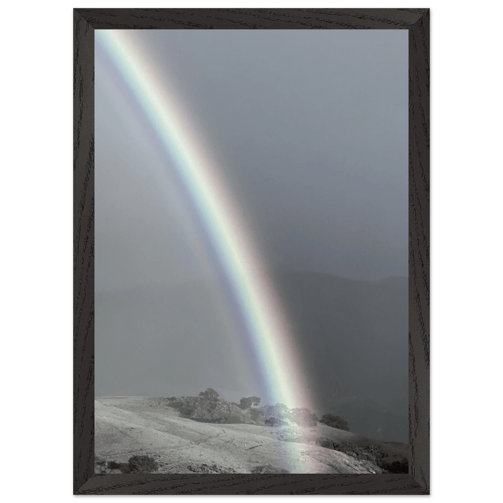 Black and white mounted framed poster of a post-summer storm rainbow in California Central Coast, part of My Store’s travel collection.