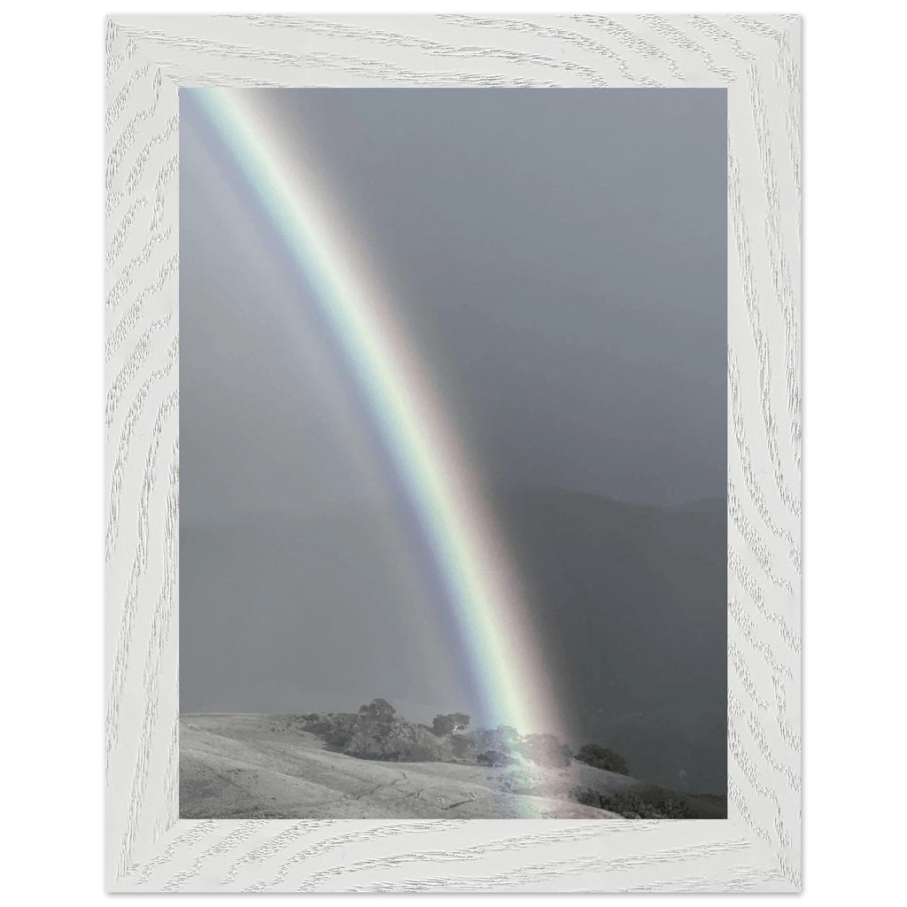 Black and white mounted framed poster of a rainbow after summer storm in California Central Coast, part of My Store's travel collection.