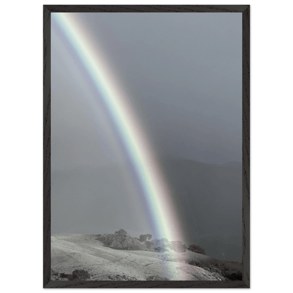 Black and white mounted framed poster of the Post Summer Storm Rainbow in California Central Coast, part of the Black & White Travel Collection.