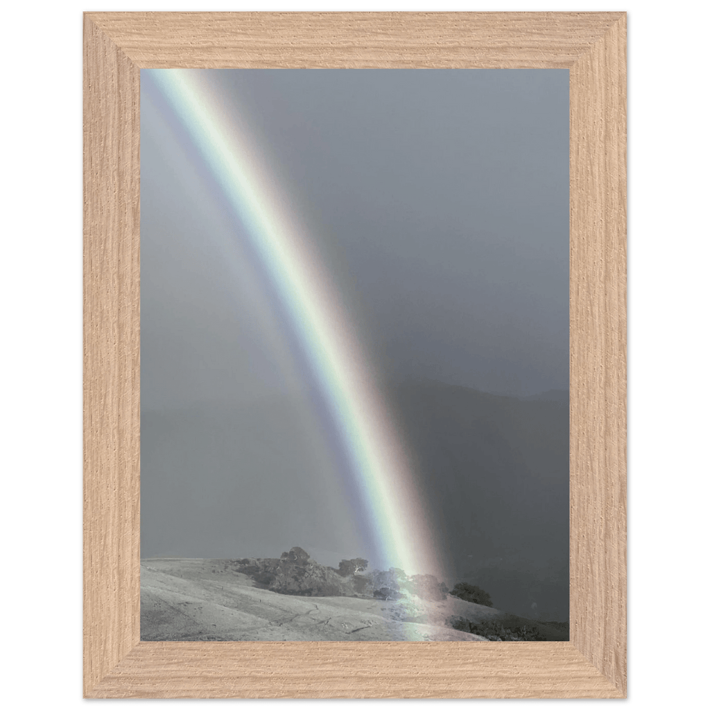 Black and white mounted framed poster of a rainbow after summer storm in California Central Coast, part of My Store's travel collection.