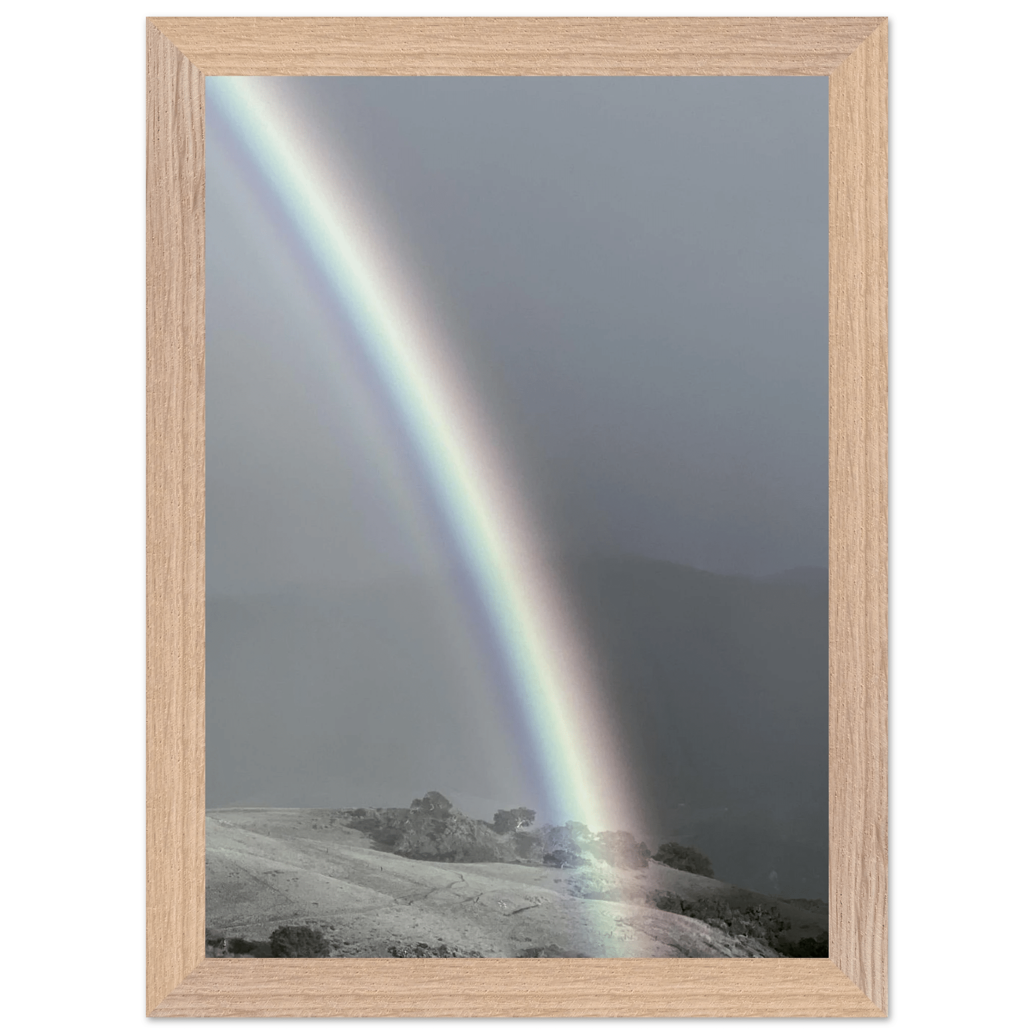 Black and white mounted framed poster of Post Summer Storm Rainbow in California Central Coast, part of the My Store travel collection.