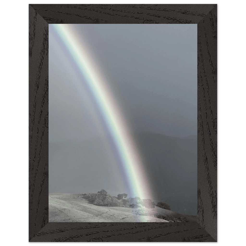 Black and white mounted framed poster of a rainbow after summer storm in California Central Coast, part of My Store's travel collection.