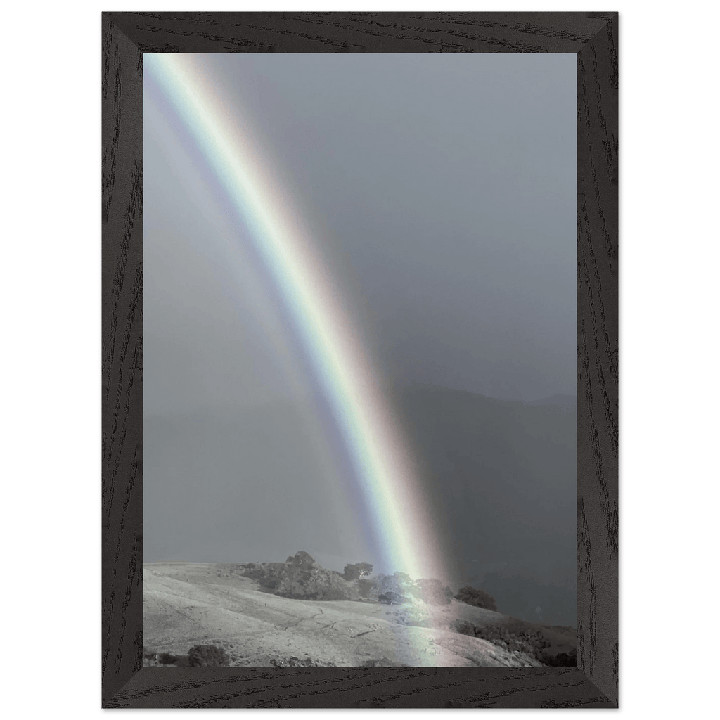 Black and white mounted framed poster of a rainbow after summer storm in California Central Coast, part of My Store's travel collection.