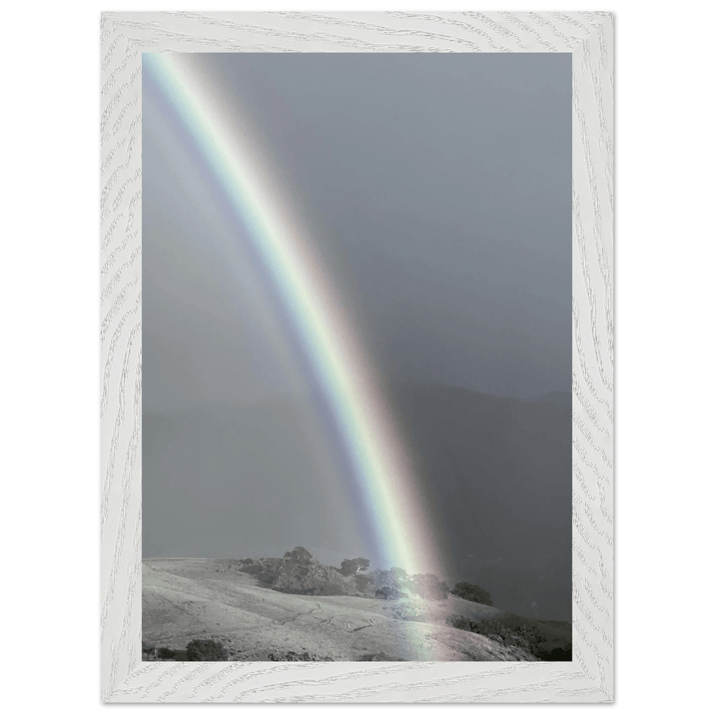 Black and white mounted framed poster of a rainbow after summer storm in California Central Coast, part of My Store's travel collection.