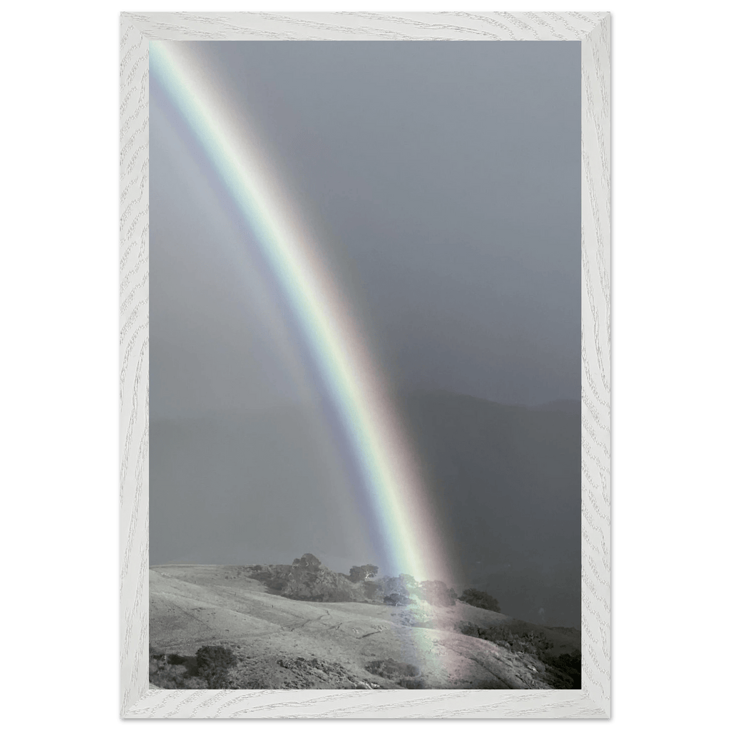 Black and white mounted framed poster of a rainbow after summer storm in California Central Coast, part of My Store's travel collection.