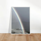 Black and white mounted framed poster of a rainbow after summer storm in California Central Coast, part of My Store's travel collection.