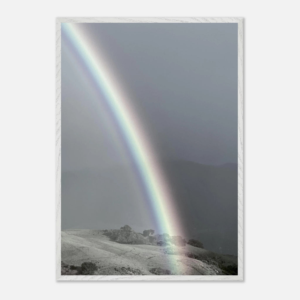 Black and white mounted framed poster of a rainbow after a storm in California Central Coast, part of the My Store travel collection.