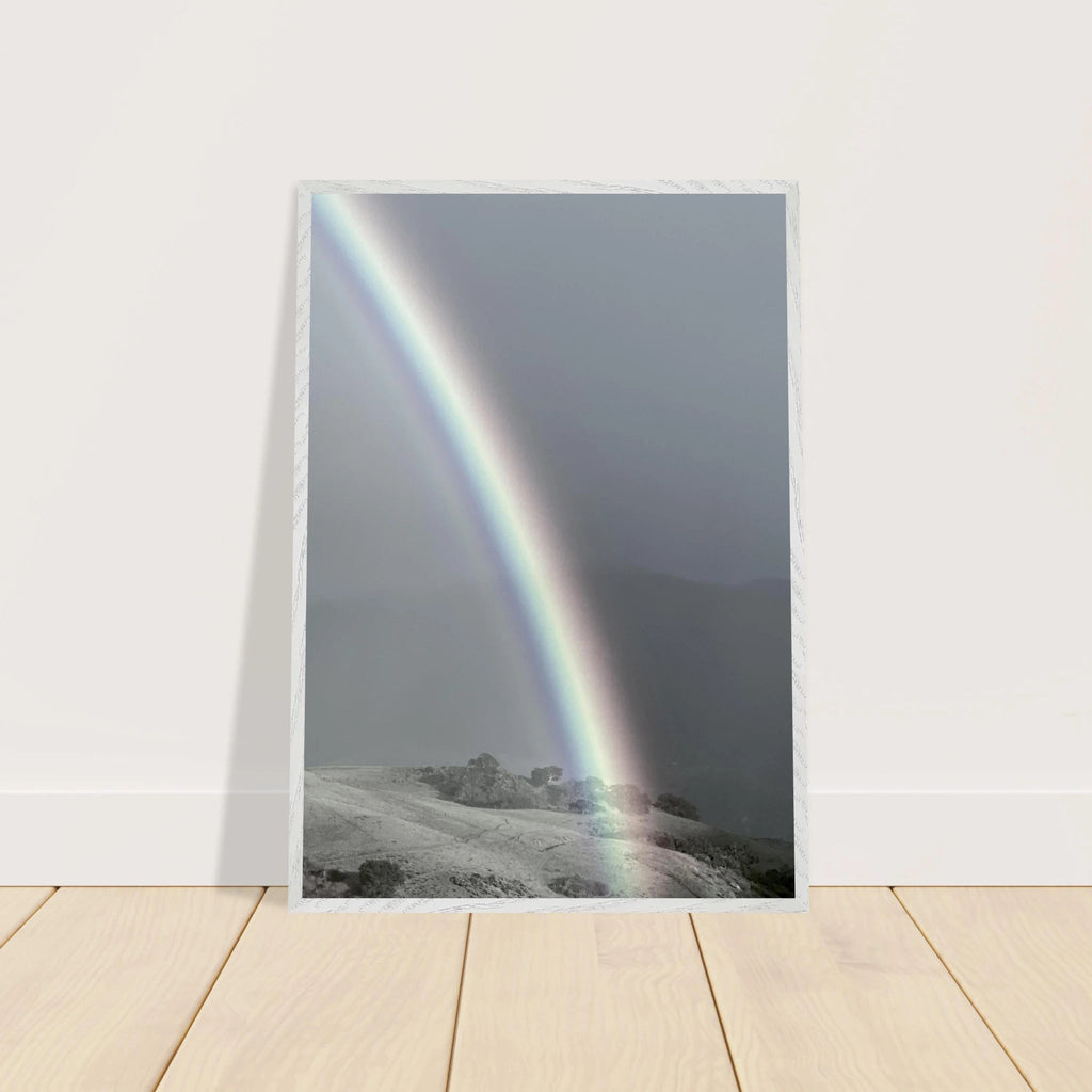 Black and white mounted framed poster of Post Summer Storm Rainbow in California Central Coast, part of My Store's travel collection.