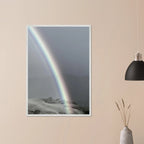 Black and white mounted framed poster of the Post Summer Storm Rainbow in California Central Coast, from My Store's Travel Collection.