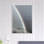 Black and white mounted framed poster of a rainbow after a summer storm in California Central Coast, part of the Studio Edition print collection.