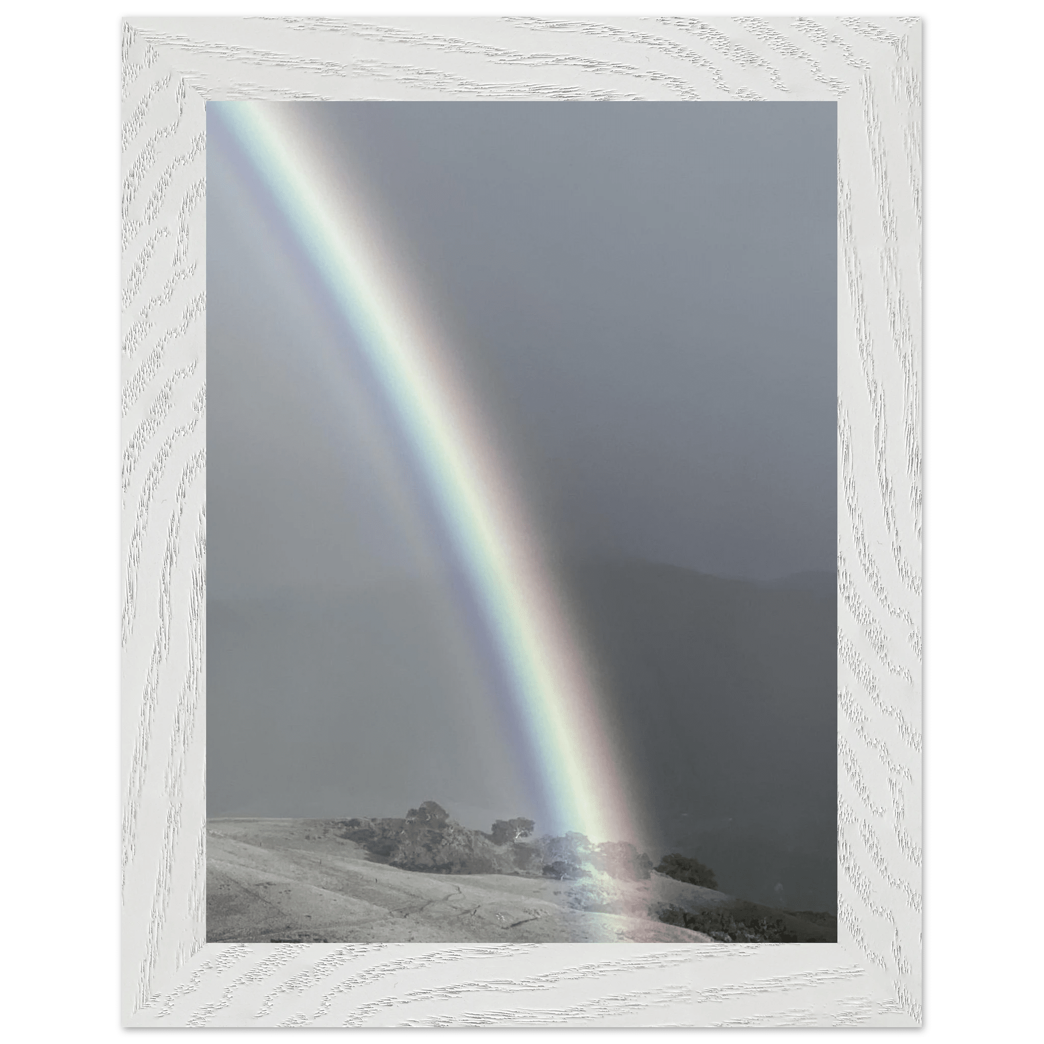 Black and white mounted framed poster of Post Summer Storm Rainbow in California Central Coast, part of the My Store Travel Collection.