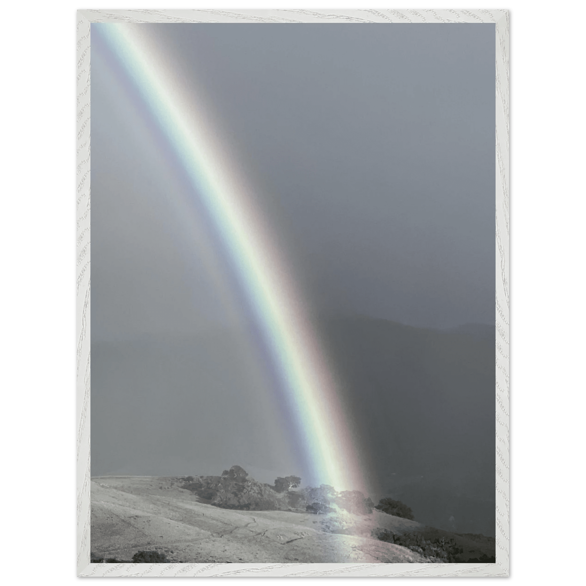 Black and white mounted framed poster of Post Summer Storm Rainbow in California Central Coast from My Store's travel collection.