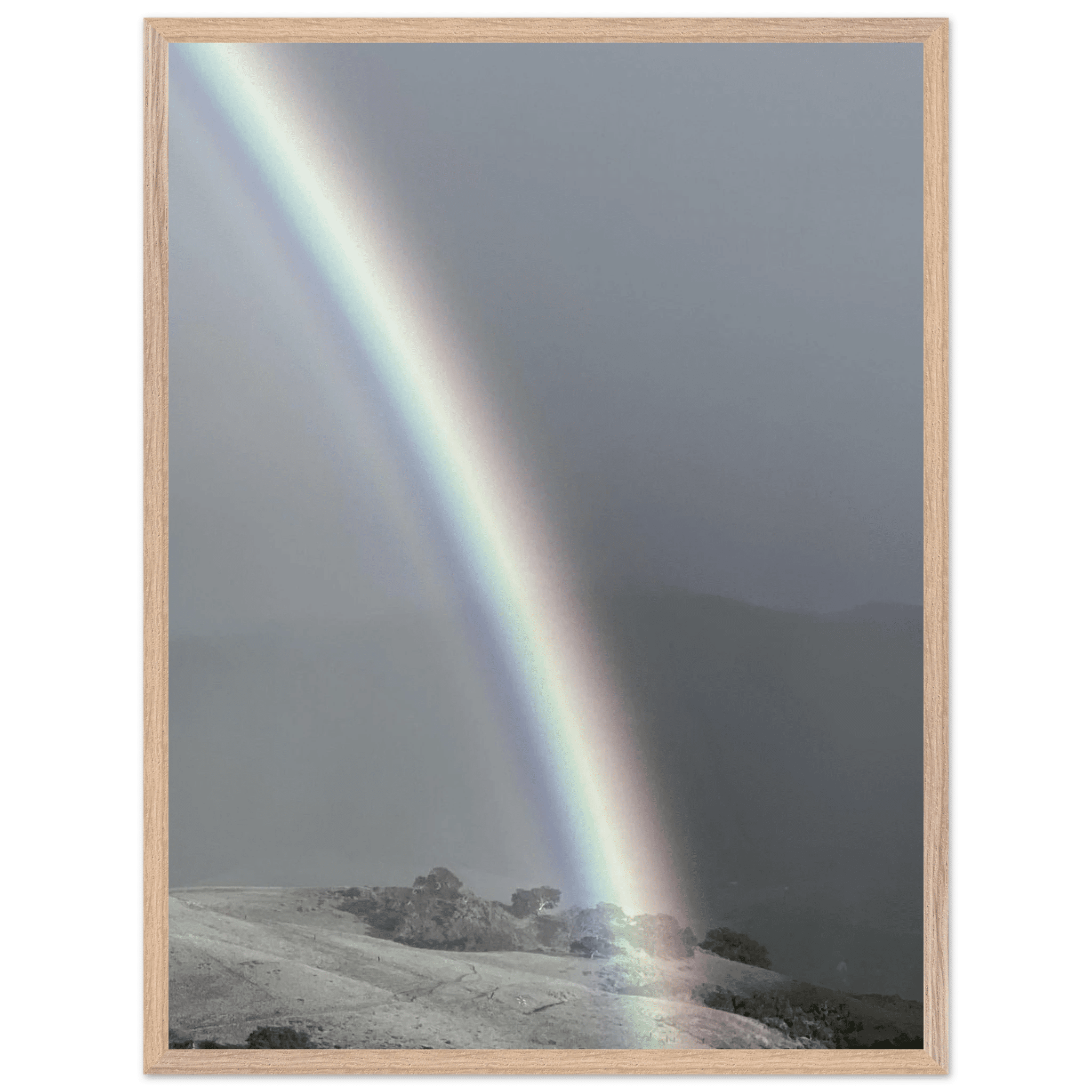 Black and white mounted framed poster of the Post Summer Storm Rainbow in California Central Coast from the Studio Edition print collection.