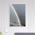 Black and white framed poster of a rainbow after a summer storm, mounted on white frame, from My Store's California Central Coast travel collection.